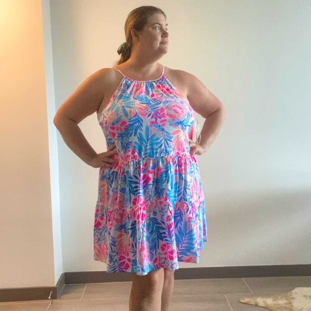 NWT Lilly Pulitzer Evalyn Swing Dress in resort white rainforest retreat print